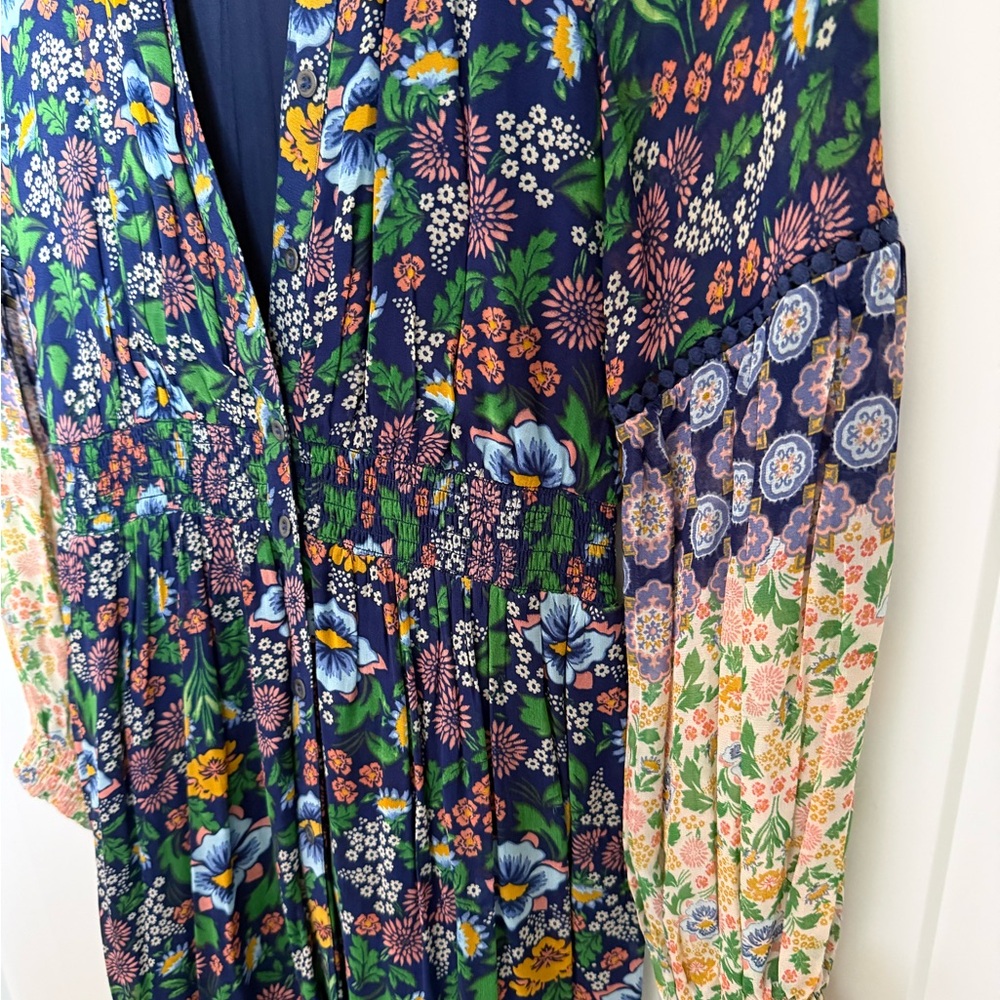 Anthropologie Maeve Ondine Maxi Dress in a blue and yellow floral print. Size S - Picture 6 of 8